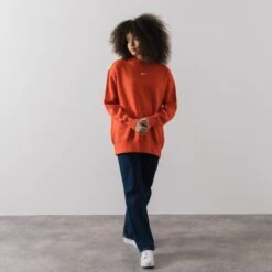 NIKE SWEAT CREW PHOENIX LONG OVERSIZED ORANGE -Mode Soldes 001508348 103