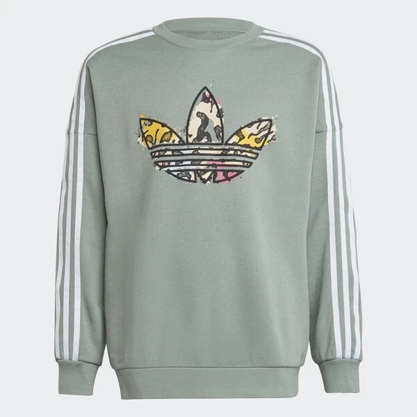 ADIDAS ORIGINALS SWEAT-SHIRT RAS-DU-COU À IMPRIMÉ ANIMAL 1 ADIDAS ORIGINALS SWEAT-SHIRT RAS-DU-COU À IMPRIMÉ ANIMAL